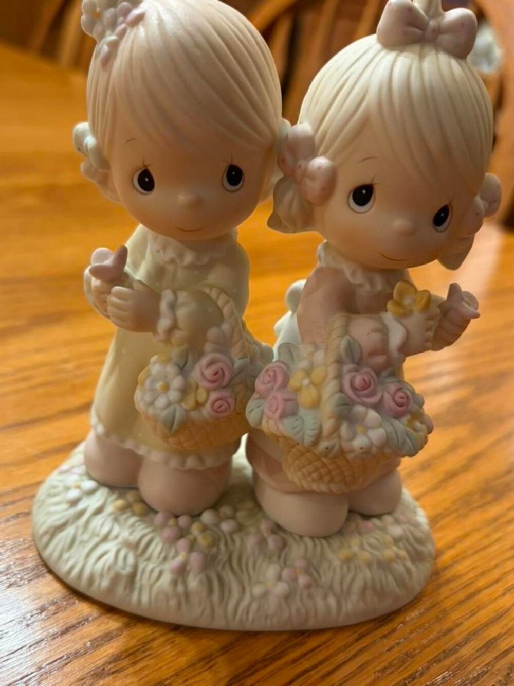 Vintage Two Girls Floral Ceramic Figurine